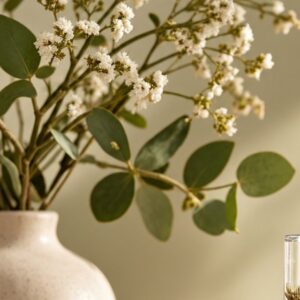 Bouquet de fleurs blanches et de feuillage